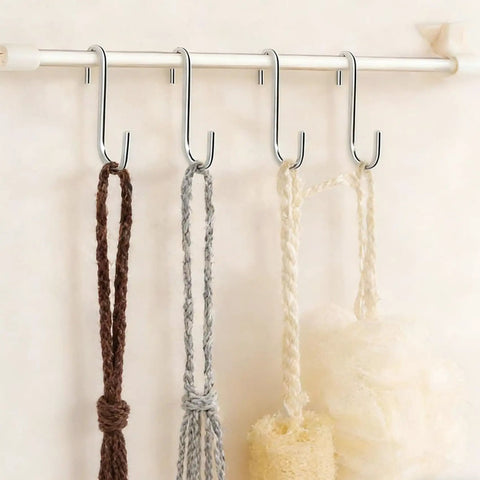 50 Pack 2.4 Inch Heavy Duty 304 Stainless Steel S Hooks For Kitchen Pots Pans Utensils Towels Tools Clothes And More No Rust Durable Hanging Hooks For Cabinets Racks Shelves