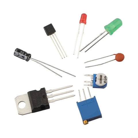 DIY Electronics Component Kit With 1818 Pieces Including Resistors, Capacitors, LEDs, Diodes, Transistors, PCB Board components.
