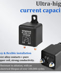 Straight Up Heavy Duty Car Starter Relay 200 Amp 12 Volt 4 Pin SPST Switch with nylon housing, showing compact design and connection details.