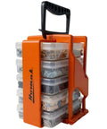 On The Go 8 Inch Portable Parts Organizer with 5 removable compartments, rugged industrial build, high visibility vibrant color