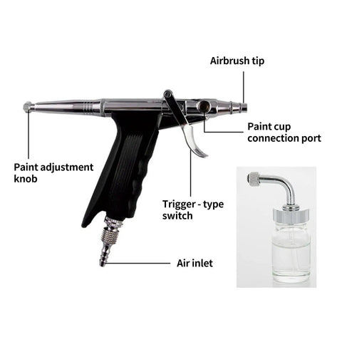 Facial Oxygen Injector Spray Gun For Deep Hydration And Skin Rejuvenation Atomized Fine Mist Sprayer with labeled parts