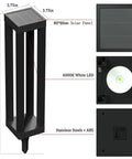 Technical diagram of Outdoor Solar Floor Lanterns Set Of 2, Stainless Steel Black Lantern Lights for Garden and Pathways