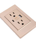 Beast Mode Wall Outlet With USB-C And USB Ports, 15 Amp Receptacle in gold with two USB ports for home office use.