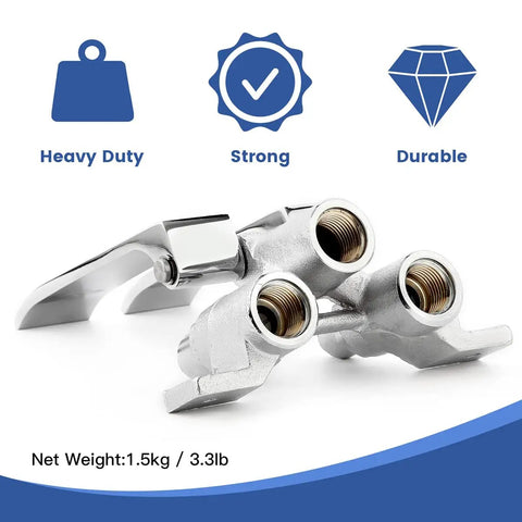 Dual Pedal Knee Valve For Hands Free Faucet with chrome finish copper body and NPT thread ports, shown in durable design