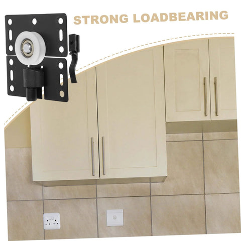 Effortless sliding door upgrade with a heavy duty roller and track kit for cabinets, shown with metal rollers and mounting bracket.