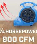 1/4 HP 900 CFM Air Mover Carpet Dryer Floor Fan Heavy Duty Industrial Blower For Commercial Use Pro Janitorial 3 Speed Settings