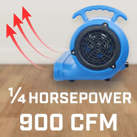 1/4 HP 900 CFM Air Mover Carpet Dryer Floor Fan Heavy Duty Industrial Blower For Commercial Use Pro Janitorial 3 Speed Settings
