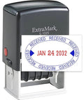 Slick Self Inking Office Date Stamp With Received Phrase And Dual Blue Red Ink, 1-inch footprint for daily paperwork.