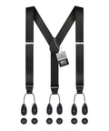 Formal Black 100 Percent Silk Tuxedo Suspenders For Men Button Suspenders Made In USA Wedding Ready Adjustable Regular And Tall Sizes For The Perfect Fit And Sharp Look For A Clean Premium Vibe, black silk button suspenders with six buttons
