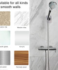 Removable Shower Head Holder With Adjustable Arm Strong Suction Cup Stick On Adhesive And No Drill Install Chrome Finish ABS