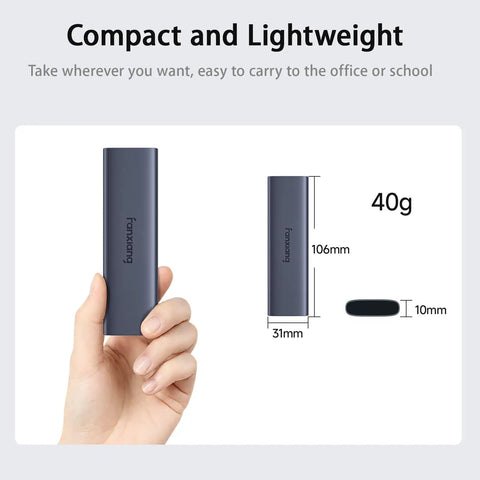 Ultra Fast 2TB External SSD With USB 3.2 Gen2 Type C, Aluminum Alloy Portable Solid State Drive dimensions and weight