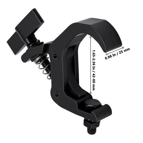 Close-up of Beefy Heavy Duty Stage Light Truss Clamp for Moving Head Fixtures with adjustable aluminum alloy, fits 40-60mm truss tubes.