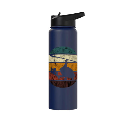 Retro Gyrocopter Themed Vintage Aviation Water Bottle For Pilots And Flight Crew, Stainless Steel Insulated Bottle