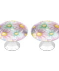 Colorful Watercolor Daisy Cabinet Knobs 2 Pack Aluminum Alloy Drawer Pulls, round floral knobs on white background