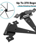 Eight Inch Heavy Duty Hinges For Shed Doors And Barn Doors Pack Of Four Decorative Wood Fence Hinges with 270-degree rotation
