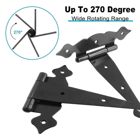 Eight Inch Heavy Duty Hinges For Shed Doors And Barn Doors Pack Of Four Decorative Wood Fence Hinges with 270-degree rotation