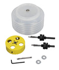 Rock Solid 4-25 Inch Bimetallic Hole Saw Kit For Recessed Lights And DIY Pro Jobs With Dust Bowl And Extras To Cut Wood Metal Pipes Smoothly, yellow hole saw with dust bowl and arbors