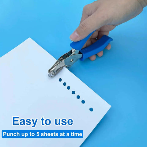 1/4 Inch Hole Puncher For Crafts with blue soft grip punching holes in paper