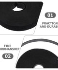 Keep Your Workstation Crisp With These Hella Durable Reusable Hook And Loop Cable Ties For Seamless Daily Cord Organization Clean Wire Management And Firm Bundling In Black, close-up of rolled black fabric strap.