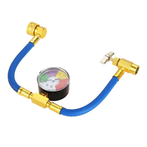 R134A Car AC Refrigerant Charge Hose Kit with One-Half-Inch Acme Can Tap Piercing Valve and Recharge Hose with Pressure Gauge