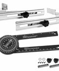 Kickass Crown Molding Jig And Miter Saw Protractor With Heavy Duty Metal Stops for accurate angle measurements and DIY carpentry.