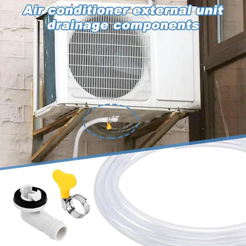 3ft Air Conditioner Drain Hose With Durable Elbow Fitting For Window Units And Mini Splits, No Mess Quick Setup shown with components
