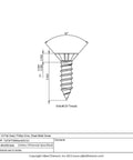 Technical diagram of Titanium Sheet Metal Screw Pack Of 25, No. 6 By One Half Inch Flat Head Phillips Drive, Grade 2 CP Titanium.