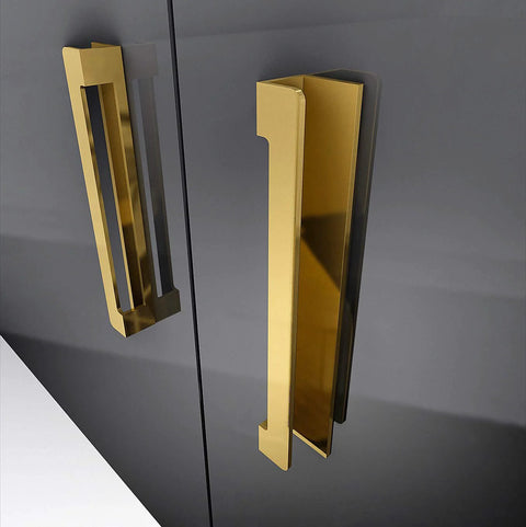 Self Adhesive Edge Fingerpull Door Handle Set 2 Pack No Screws Required Peel And Stick Installation brass gold on dark surface