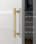 Ten Pack 5 Inch Cabinet Handles With Champagne Bronze Finish installed on a white cupboard, showcasing solid zinc alloy material and smooth edge