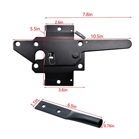 Heavy Duty Self Locking Post Mount Automatic Gravity Lever Gate Latch For Wooden Fences With Fasteners Black Powder Coated Steel