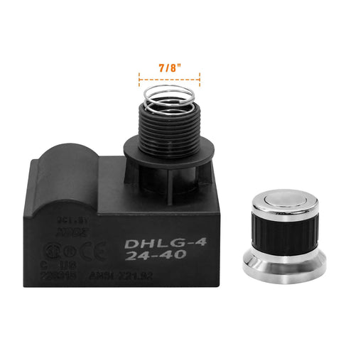 Four Outlet AA Battery Push Button Spark Generator Igniter For Grills with 7/8 in mounting hole and chrome cap, CSA certified.