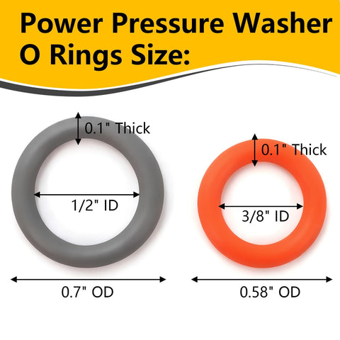 84 Piece Pressure Washer O Rings And Washers Kit With 5 Sizes Including Screen Filter Washer And QD Colored O Rings dimensions