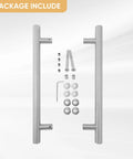 16 Inch Push Pull Door Handle Double Sided H Shape Stainless Steel For Sliding And Swing Doors Heavy Duty Silver Finish with screws