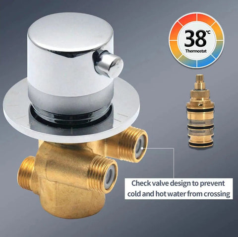 Rock Solid Slick Brass Shower Valve Mixer Tap With Durable Heavy Duty Diverters And Snappy Temperature Adjustments For No Sweat Bathroom Plumbing Renovation Projects with chrome finish and check valve design.