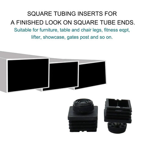 Square Adjustable Furniture Leveling Feet Inserts 50x50mm Four Pack with visible insert and threading detail for tables and chairs