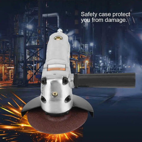 1/4 Pneumatic Angle Grinder Air Polisher 11000 RPM Aluminum Alloy Body with removable side handle in industrial setting.