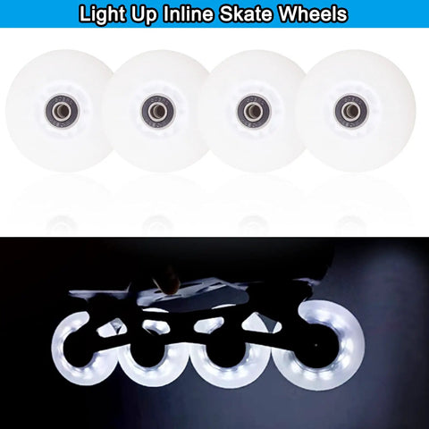 Glow In The Dark Inline Skate Wheels 76mm 80mm With ABEC 9 High Speed Bearings For Indoor And Outdoor Use 4 Pack White 80mm