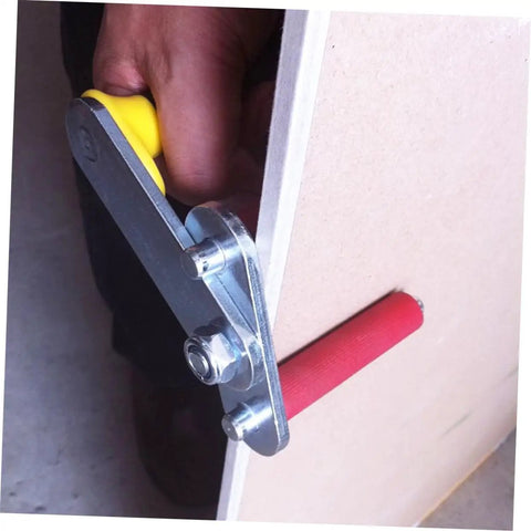 Close-up of Rock Solid Two Piece Gypsum Board Lifter And Ceramic Tile Glass Carrier Pair with yellow handle for moving gypsum board.