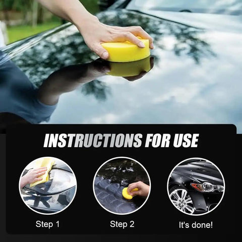 Scratch Remover Wax For Deep Scratches On Clear Coat Auto Finish with sponge applying to car surface instructions