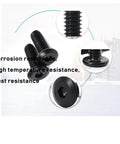 Close-up of 12 Pack M6 22mm Black Flat Head Allen Bolts For Furniture And Home Office Tables Desks Cabinets Wardrobes Made From 304 Stainless Steel Rust Resistant Heavy Duty Socket Cap Screws Built Tough