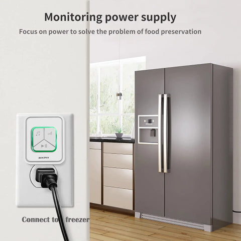 Upgraded Power Failure Alarm For Home Use, GFCI Trip Detector And Power Outage Reminder monitoring freezer in kitchen