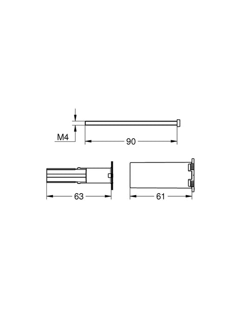 Technical diagram of Rapido Smartbox Universal Extension Set for 2-Handle Thermostats, showing 25 mm dimensions.