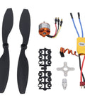 A2212 13T Brushless Motor Kit with 1000KV 30A ESC and propellers for 550 RC planes, drones, quadcopters, power pack shown