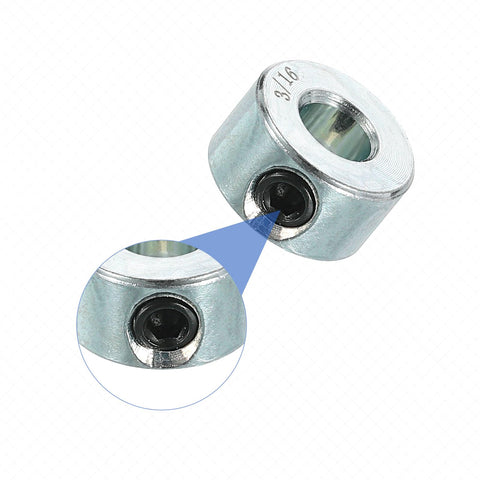 8 Piece Set Screw Shaft Collars Three Sixteenth Bore Seven Sixteenth Outside Diameter One Quarter Inch Thickness Zinc Plated Carbon Steel Locking Axle Collars For Linear Rod Guides Positioners Spacers Stops