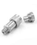 Three Eighths Inch NPT Poppet Beefed Up High Duty 10000 PSI Quick Connect Coupling With Dust Caps Interchangeable With Parker 3000 Series