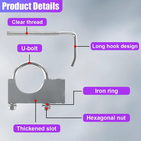 Heavy Duty 2.5 Inch Exhaust Clamp With Hanger For 2-1/2 Inch Pipe Universal Car Muffler Mount Kit product details