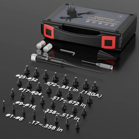Green Laser Bore Sight Kit With 32 Caliber Adapters From.17 HMR To 12 Gauge For Rifle And Pistol Ultra Precise Bore Sighter Easy Setup