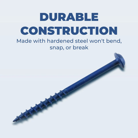 Blue-Kote Pocket Hole Screws For Outdoor Woodworking Two And A Half Inch Coarse Thread Maxi Loc Head Beefy Grip Weather Resistant 250 Count Pack