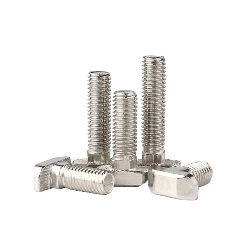 Ten Pack Nickel Plated Steel M5 M6 M8 T Hammer Head Bolts For Aluminum Profile Connectors EU20 EU30 EU40 45mm Length 10 Pieces Heavy Duty