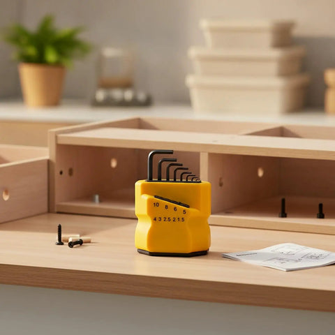 Top Tier Durable PVC Hex Key Set With Secure Soft Lock Case for Quick Furniture Assembly And Smooth Home Repairs You Need In Your Garage Kit, yellow case